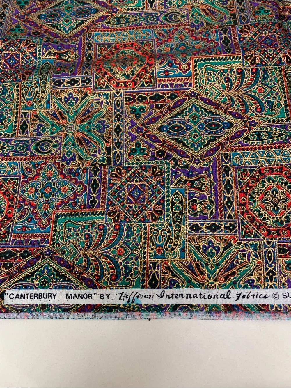 Hoffman International Canterbury Manor Vintage Fabric 5.5 Yards Jewel Tone